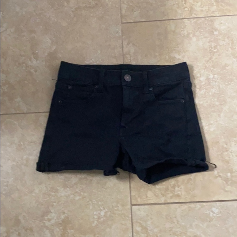 black high rise jean shorts